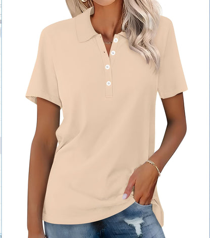 Damskie Letnie Casual Podstawowe Krótki-Rękaw Polo
