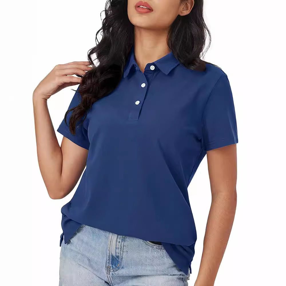 Damskie Letnie Casual Podstawowe Krótki-Rękaw Polo