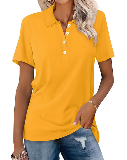 Damskie Letnie Casual Podstawowe Krótki-Rękaw Polo