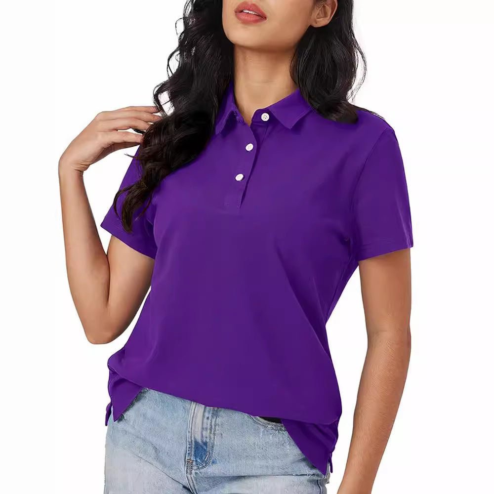 Damskie Letnie Casual Podstawowe Krótki-Rękaw Polo