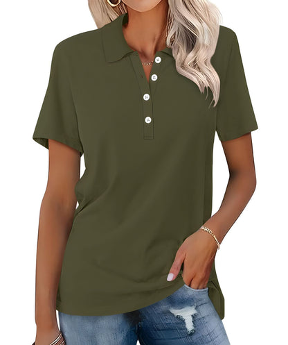 Damskie Letnie Casual Podstawowe Krótki-Rękaw Polo