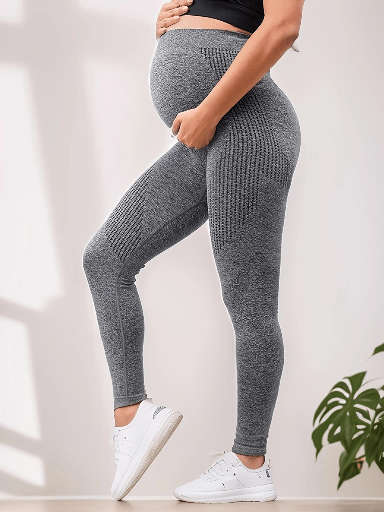 Damskie Letnie Ciążowe Bezszwowe Wysoki Stan Elastyczne Fitness Legginsy