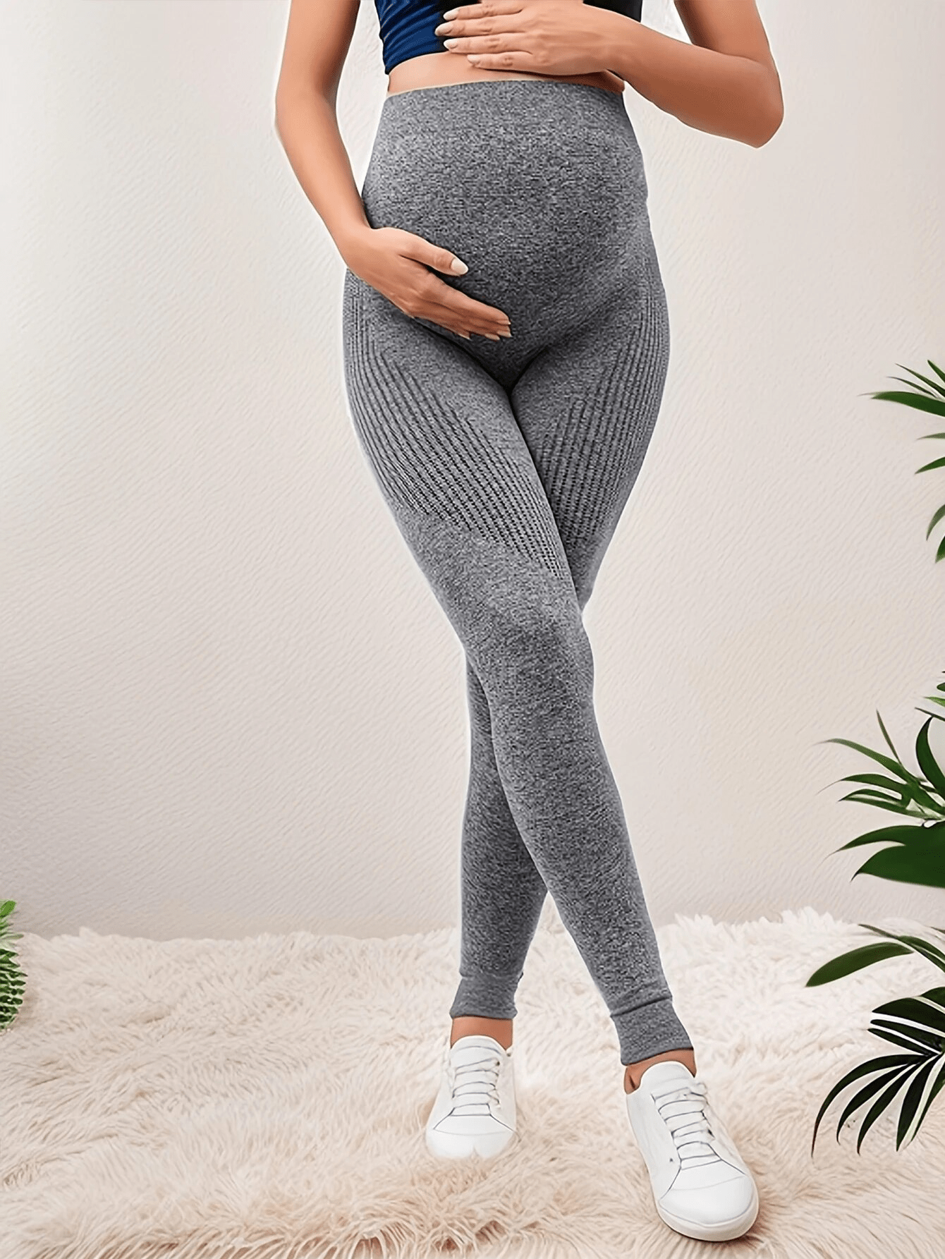 Damskie Letnie Ciążowe Bezszwowe Wysoki Stan Elastyczne Fitness Legginsy