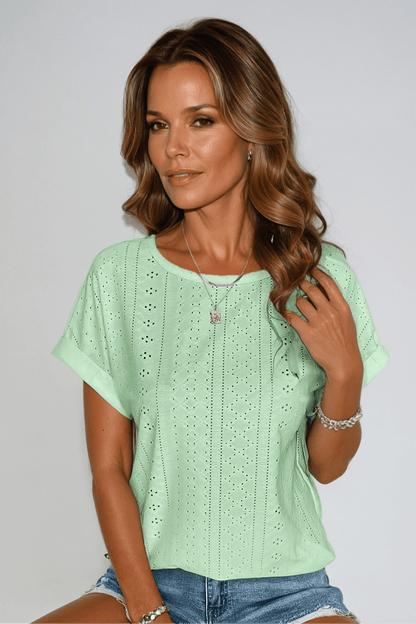 Damskie Letnie Haftowane Przewiewne Casual Top