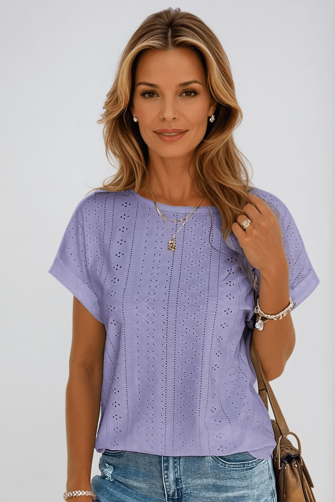 Damskie Letnie Haftowane Przewiewne Casual Top