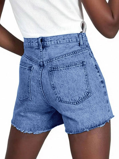 Damskie Letnie Jeansowe Wysoki Stan Casual Szorty