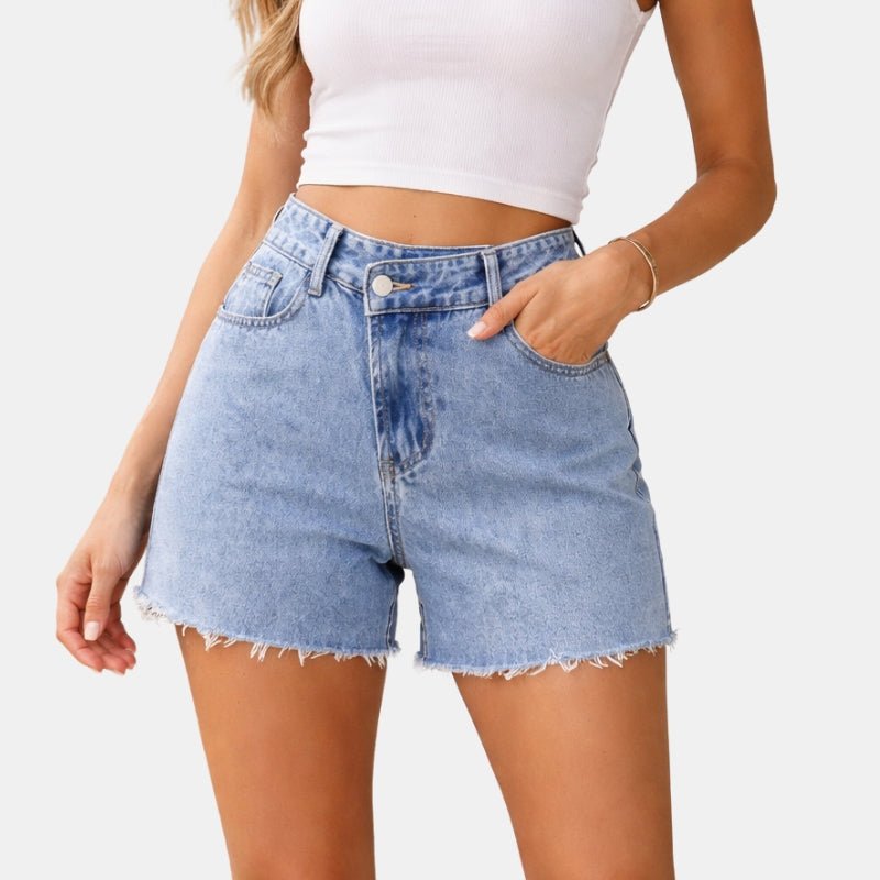 Damskie Letnie Jeansowe Wysoki Stan Casual Szorty