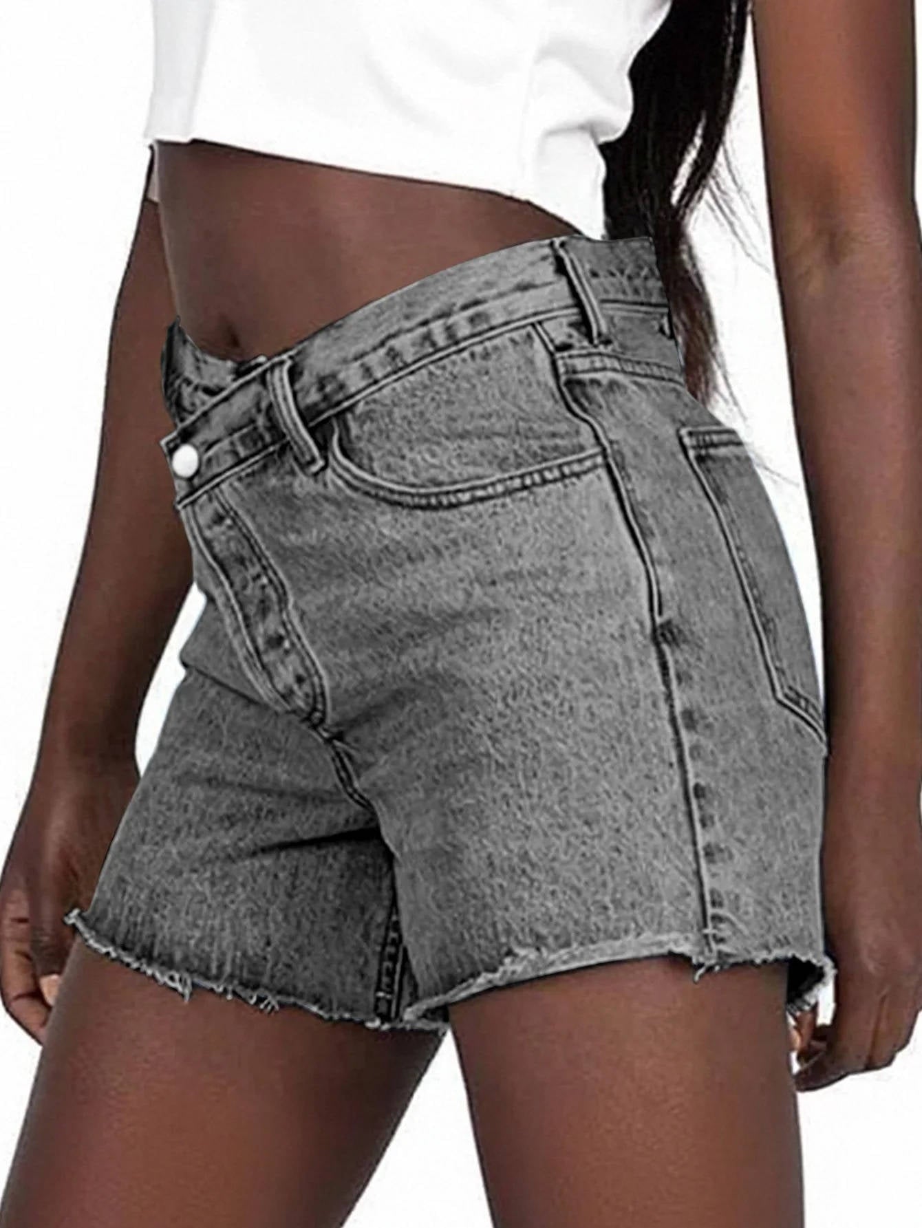 Damskie Letnie Jeansowe Wysoki Stan Casual Szorty