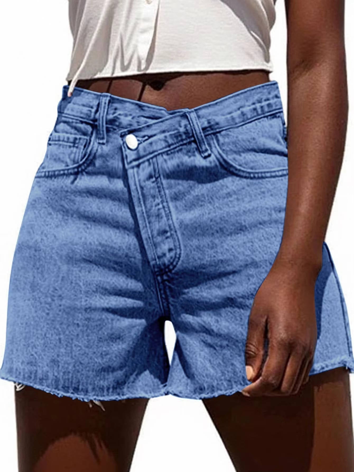 Damskie Letnie Jeansowe Wysoki Stan Casual Szorty