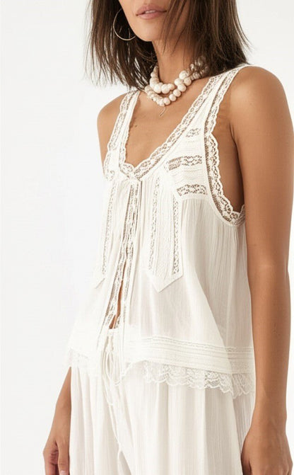 Damskie Letnie Koronka Boho Casual Dwuczęściowy Zestaw