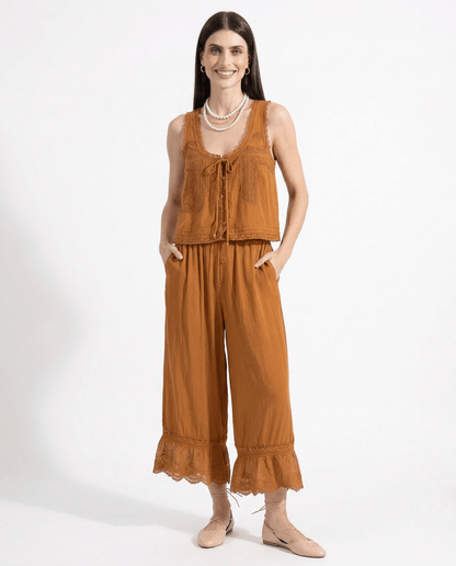 Damskie Letnie Koronka Boho Casual Dwuczęściowy Zestaw