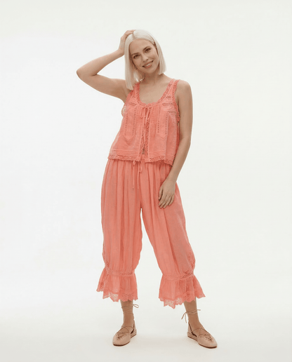 Damskie Letnie Koronka Boho Casual Dwuczęściowy Zestaw