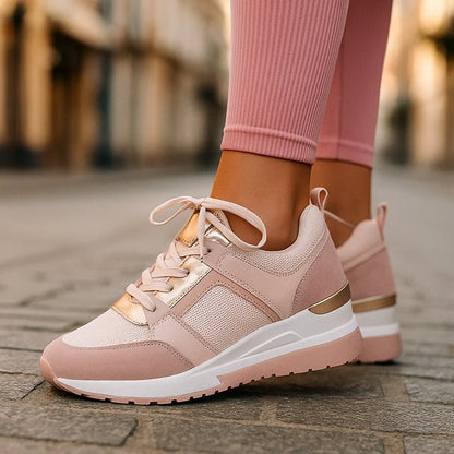 Damskie Letnie Koturnowe Metaliczne Perforowane Codzienne Platformowe Sneakersy