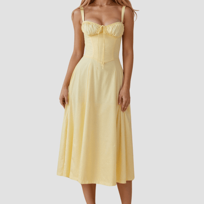 Damskie Letnie Kwiatowe Gorsetowe Eleganckie Midi Sukienka