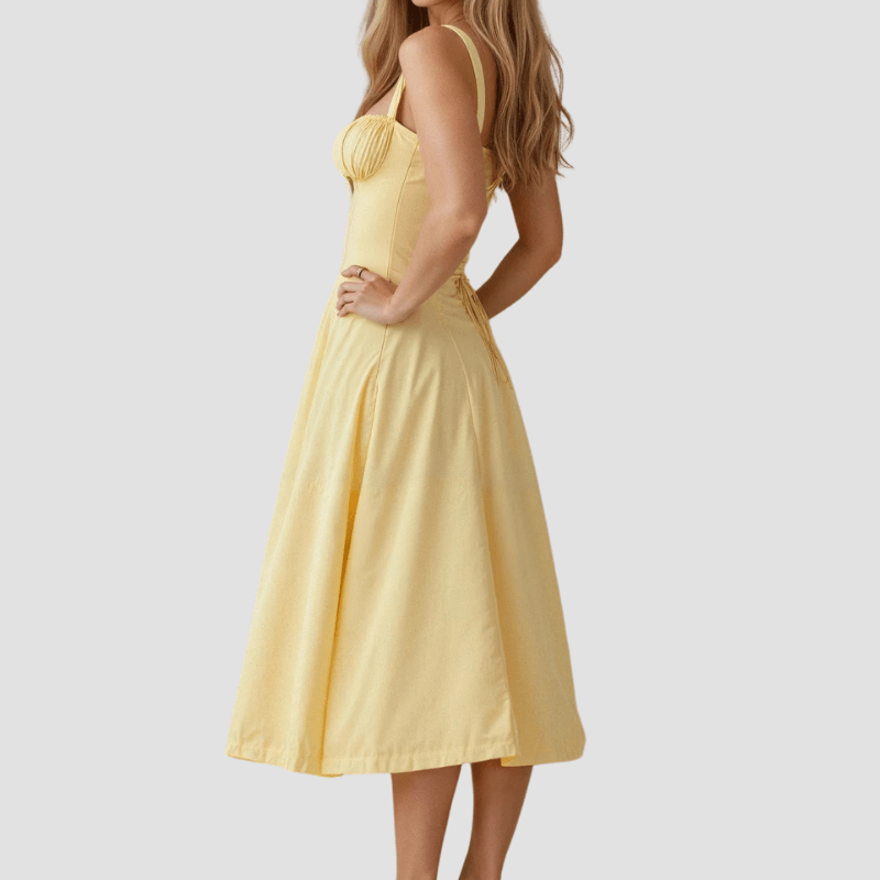 Damskie Letnie Kwiatowe Gorsetowe Eleganckie Midi Sukienka