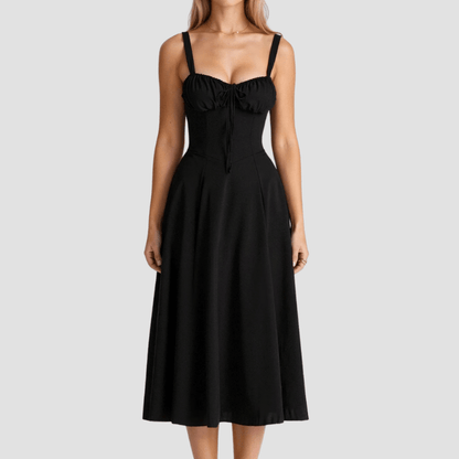 Damskie Letnie Kwiatowe Gorsetowe Eleganckie Midi Sukienka