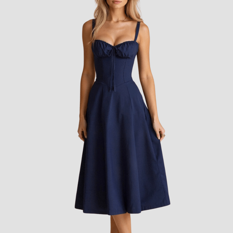 Damskie Letnie Kwiatowe Gorsetowe Eleganckie Midi Sukienka