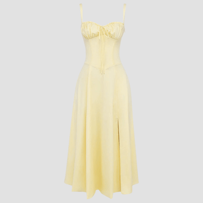 Damskie Letnie Kwiatowe Gorsetowe Eleganckie Midi Sukienka