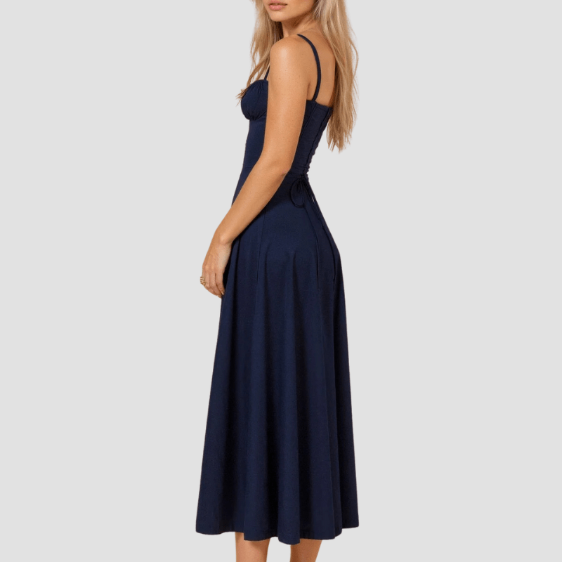 Damskie Letnie Kwiatowe Gorsetowe Eleganckie Midi Sukienka