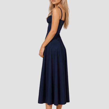 Damskie Letnie Kwiatowe Gorsetowe Eleganckie Midi Sukienka
