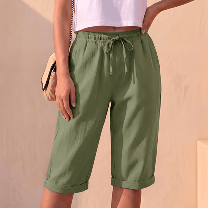 Damskie Letnie Luźne ze Sznurkiem Szorty Bermuda