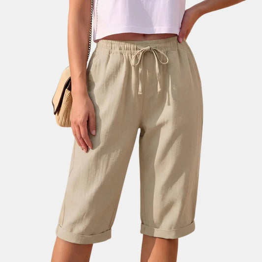 Damskie Letnie Luźne ze Sznurkiem Szorty Bermuda