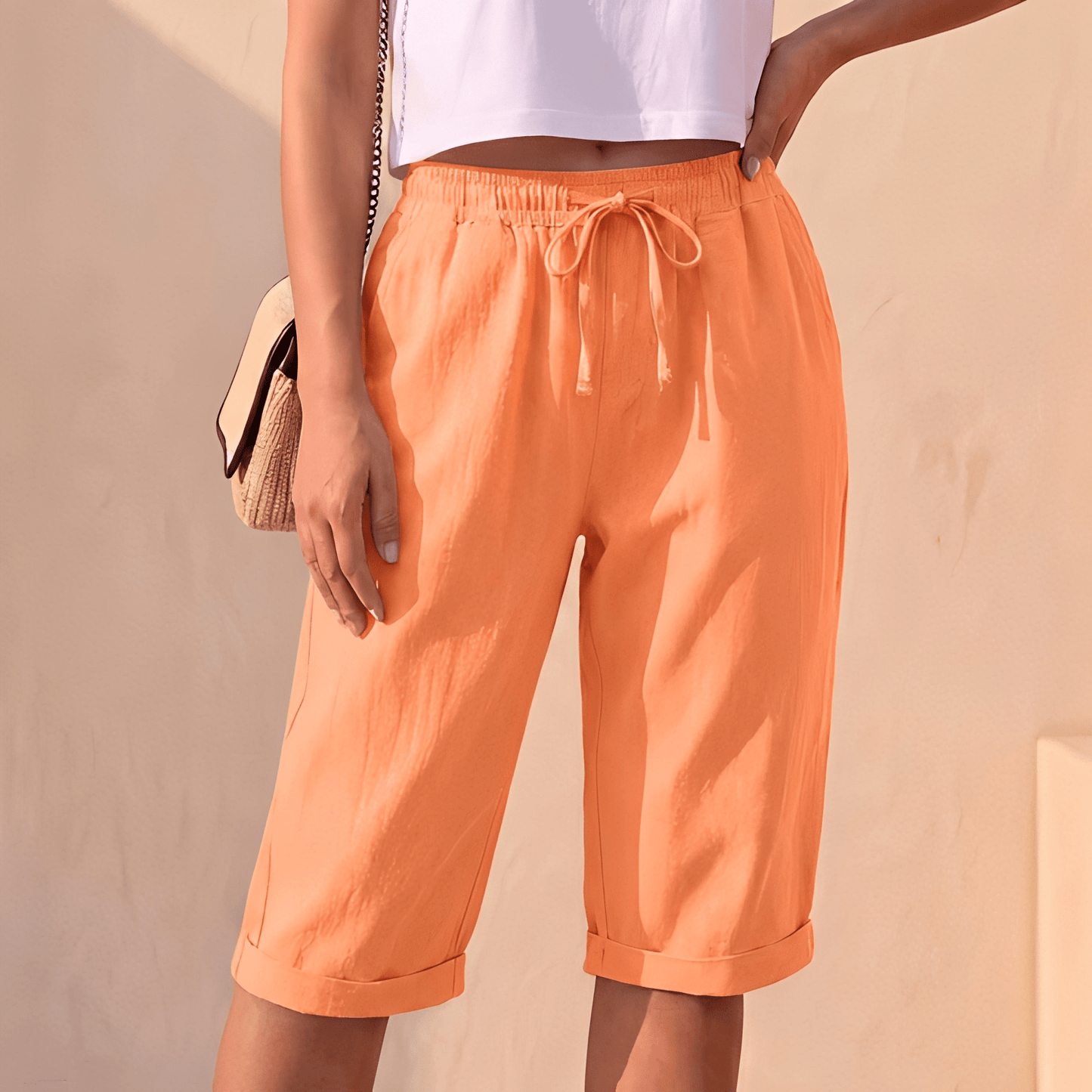 Damskie Letnie Luźne ze Sznurkiem Szorty Bermuda