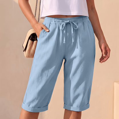 Damskie Letnie Luźne ze Sznurkiem Szorty Bermuda