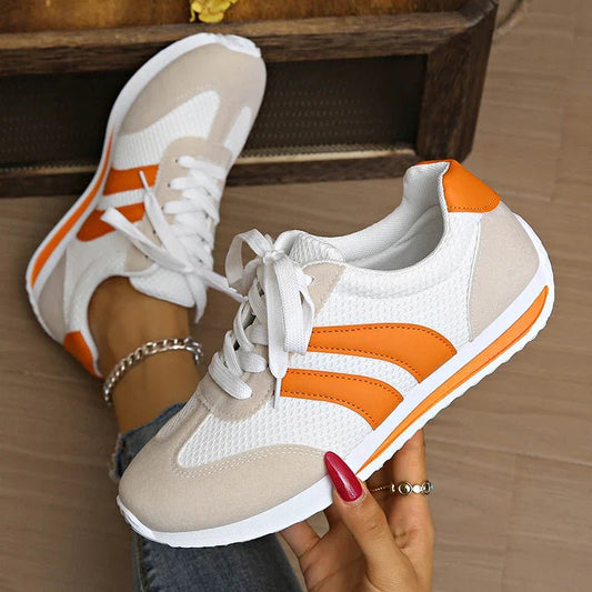 Damskie Letnie Oddychające Sneakersy Sznurowane z Siatki