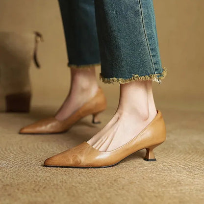 Damskie Letnie Skóra Eleganckie Klasyczne Szpiczasty Nosek Szpilki