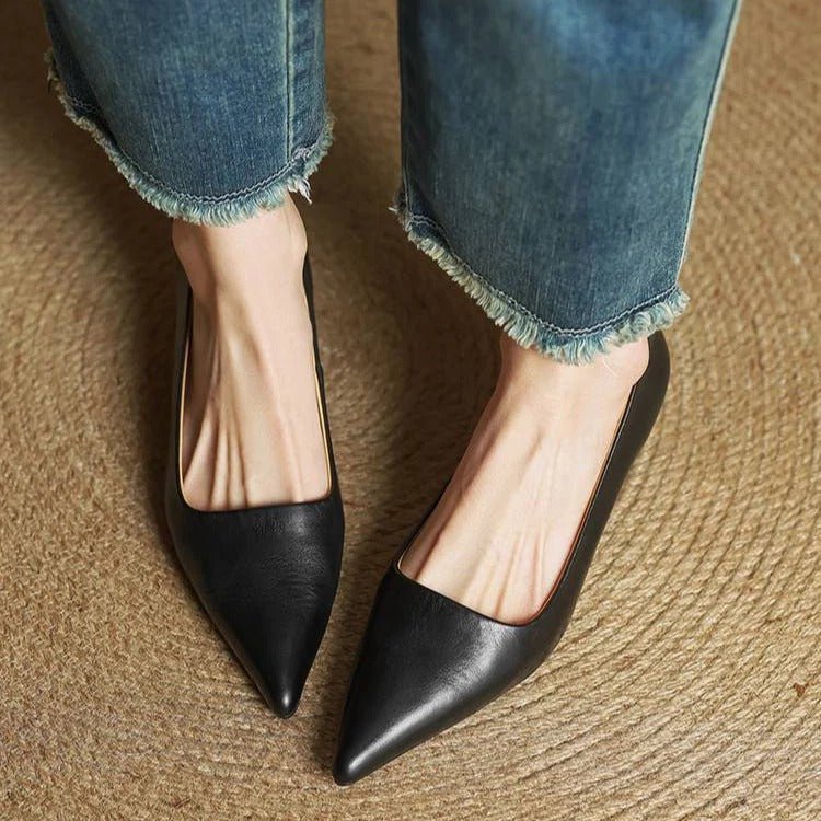 Damskie Letnie Skóra Eleganckie Klasyczne Szpiczasty Nosek Szpilki