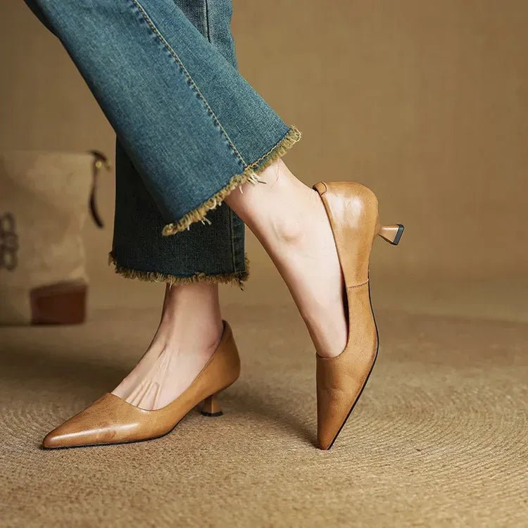 Damskie Letnie Skóra Eleganckie Klasyczne Szpiczasty Nosek Szpilki