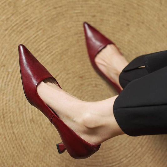Damskie Letnie Skóra Eleganckie Klasyczne Szpiczasty Nosek Szpilki
