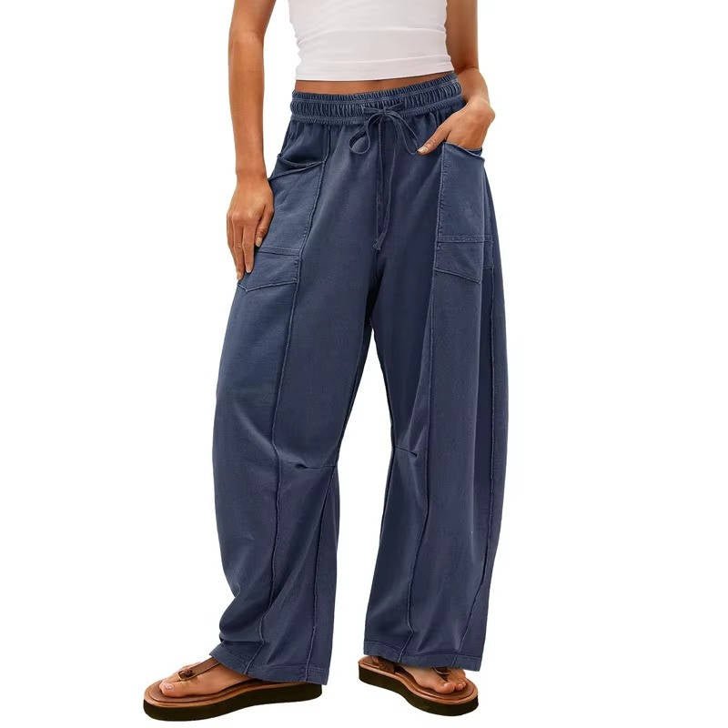 Damskie Letnie Szerokie Nogawki Casual Spodnie Dresowe