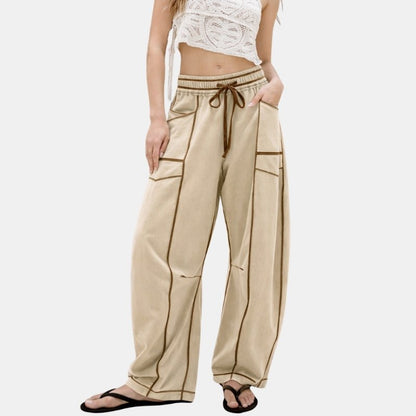 Damskie Letnie Szerokie Nogawki Casual Spodnie Dresowe