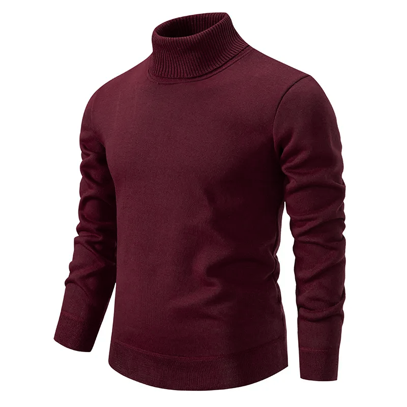 Maroon turtleneck sweater on a white background