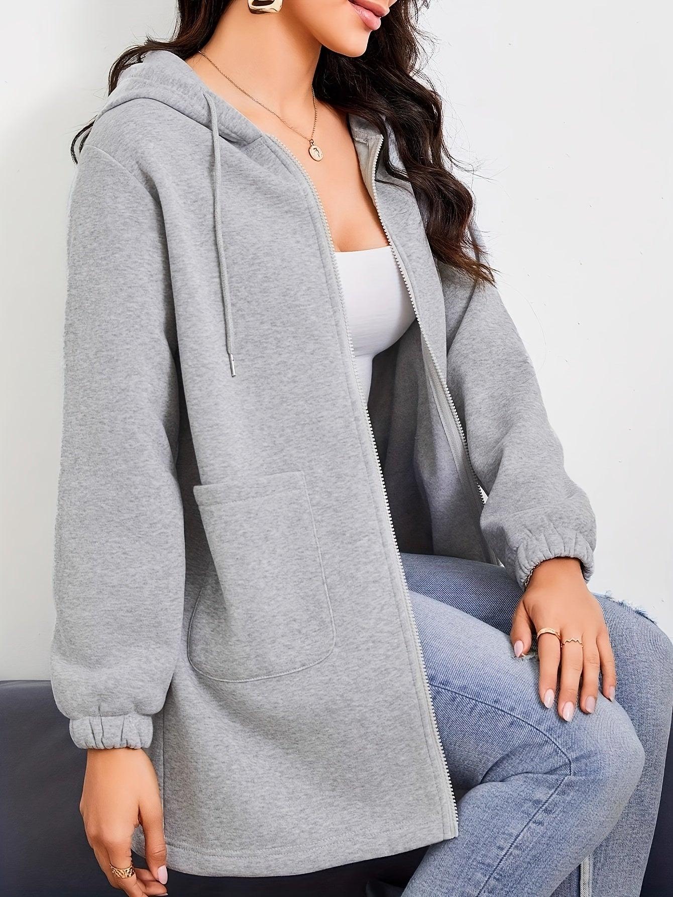 Dłuższa Bluza z Kapturem na Zamek (Damskie)