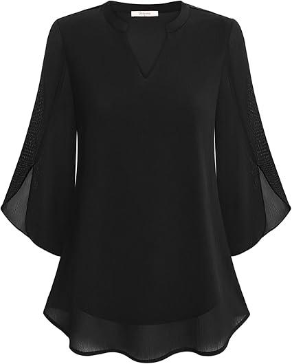 Elegante Lente Blouse met Losse Pasvorm en V-Hals (Dames)