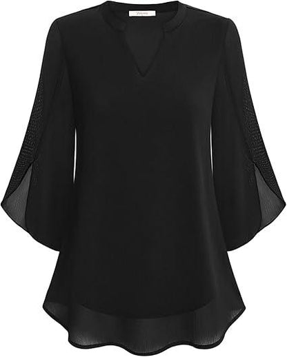 Elegante Lente Blouse met Losse Pasvorm en V-Hals (Dames)