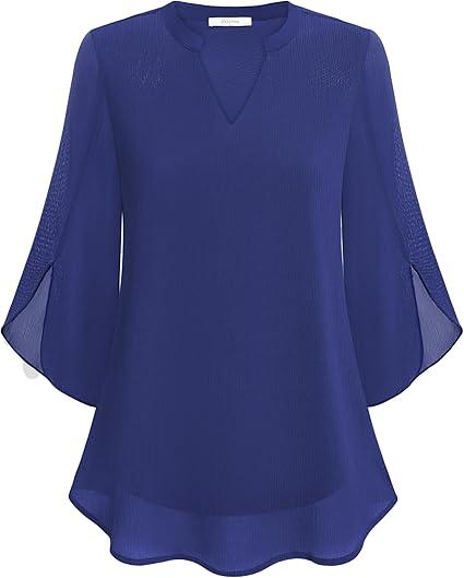 Elegante Lente Blouse met Losse Pasvorm en V-Hals (Dames)