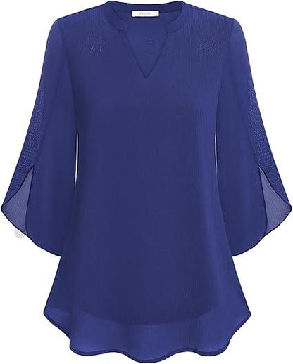 Elegante Lente Blouse met Losse Pasvorm en V-Hals (Dames)