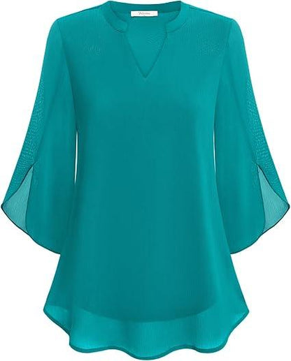 Elegante Lente Blouse met Losse Pasvorm en V-Hals (Dames)