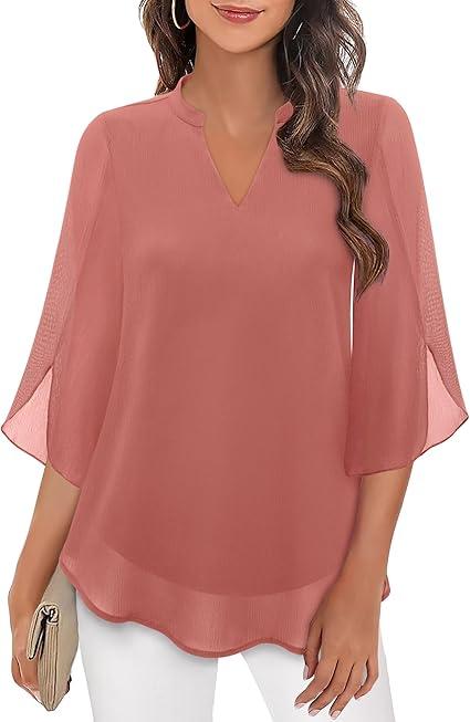 Elegante Lente Blouse met Losse Pasvorm en V-Hals (Dames)