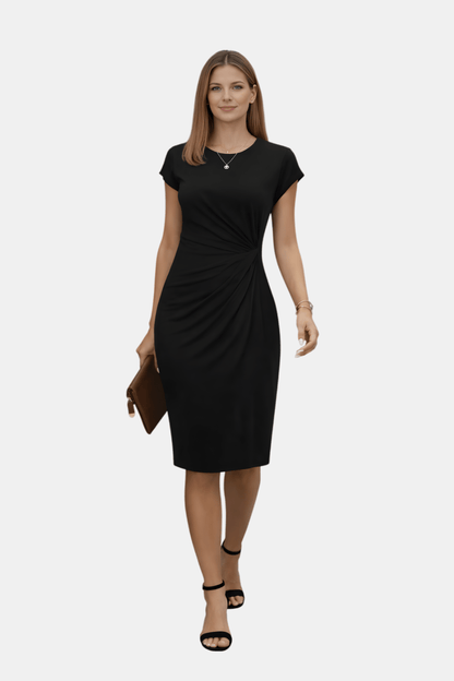 Elegancka Wiosenna Sukienka Midi z Krótkim Rękawem (Damska)