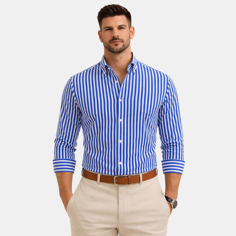 Elegante Winterse Gestreepte Overhemd met Knopen (Heren)