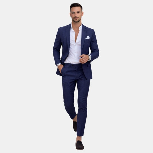 Elegancki Garnitur Lniany Slim Fit na Lato (Męski)