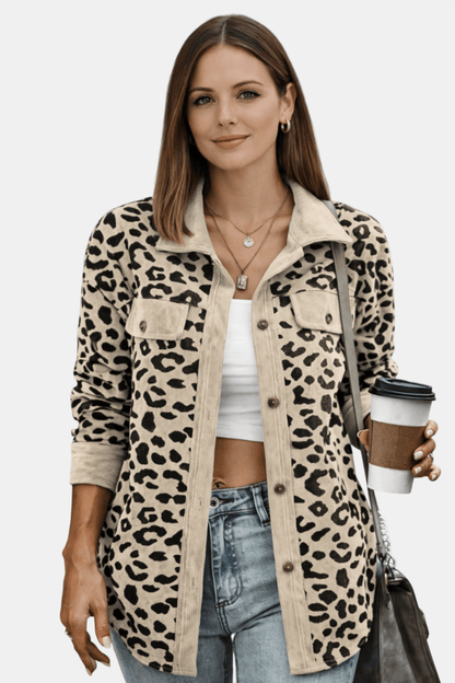 Elegancki Płaszcz w Panterkę na Wiosnę (Damskie)