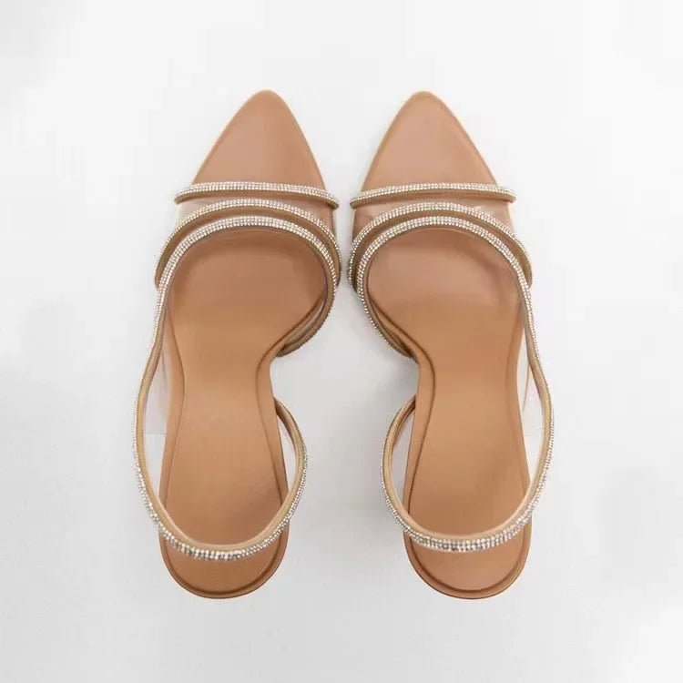 Eleganckie Sandały na Obcasie z Kryształowymi Paskami na Wiosnę (Damskie)