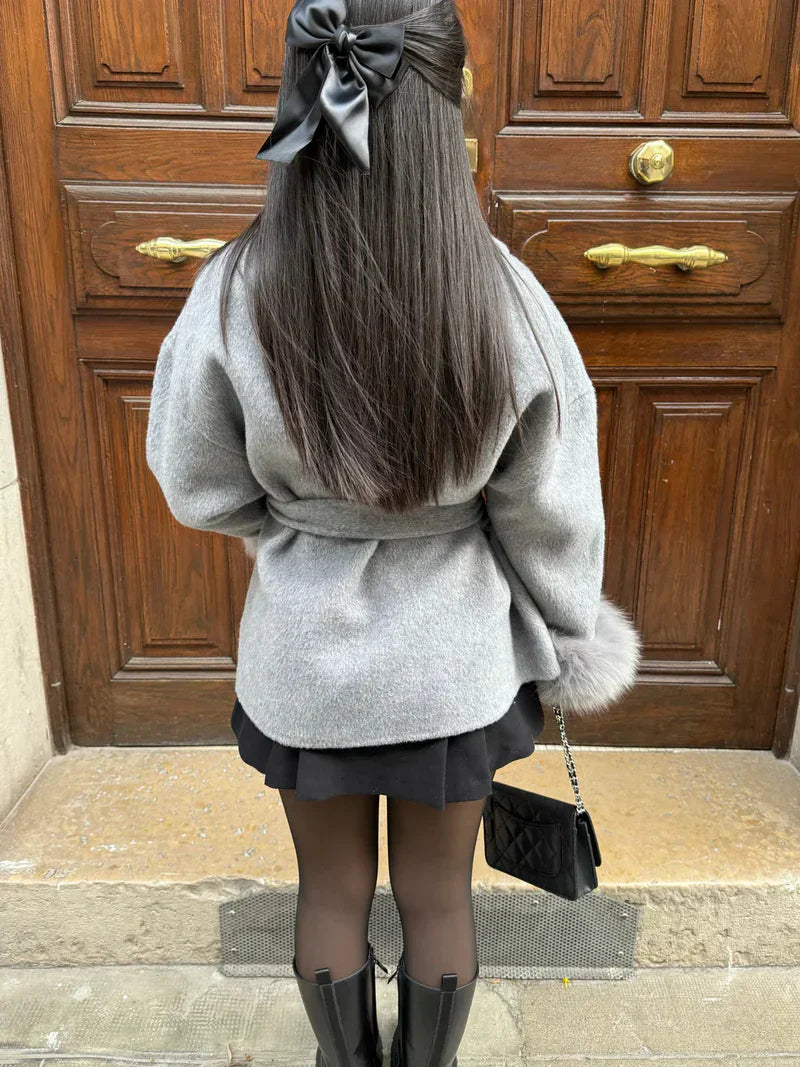 Zimowy Elegancki Wełniany Płaszcz Długi (Damski)