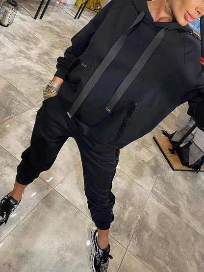 Ciepły Zimowy Zestaw Damski – Sweterek i Spodnie (Damski)